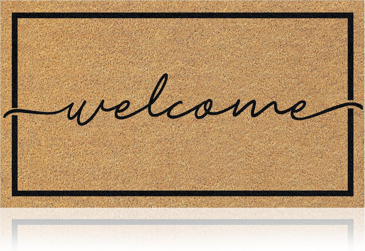 Coir Welcome Mat, Non-Slip, Welcome Classic 4, 17x29 in
