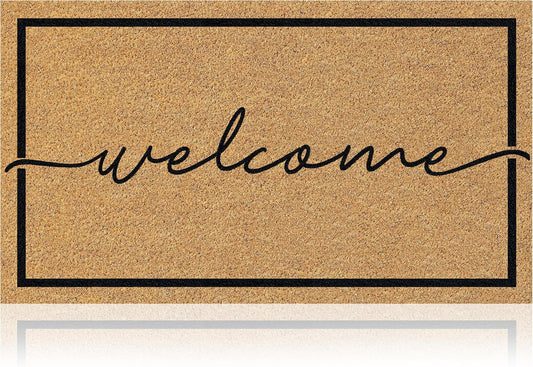 Coir Welcome Mat, Non-Slip, Welcome Classic 4, 17x29 in