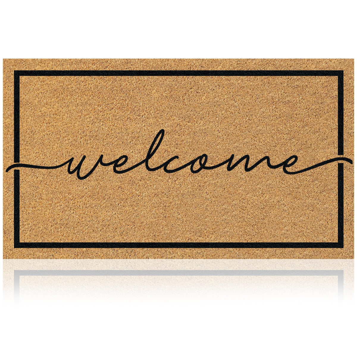 Coir Welcome Mat, Non-Slip, Welcome Classic 4, 17x29 in