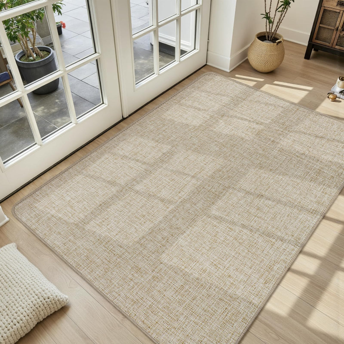 LEKEEPGO Ultra Thin Indoor Door Mat 17"x29", Non Slip Door Mat, Khaki