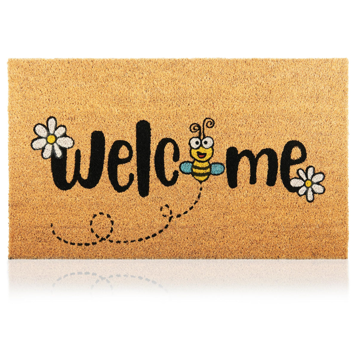 Coir Welcome Mat, Non-Slip, Hi-Bye Cat, 17 x 29 in
