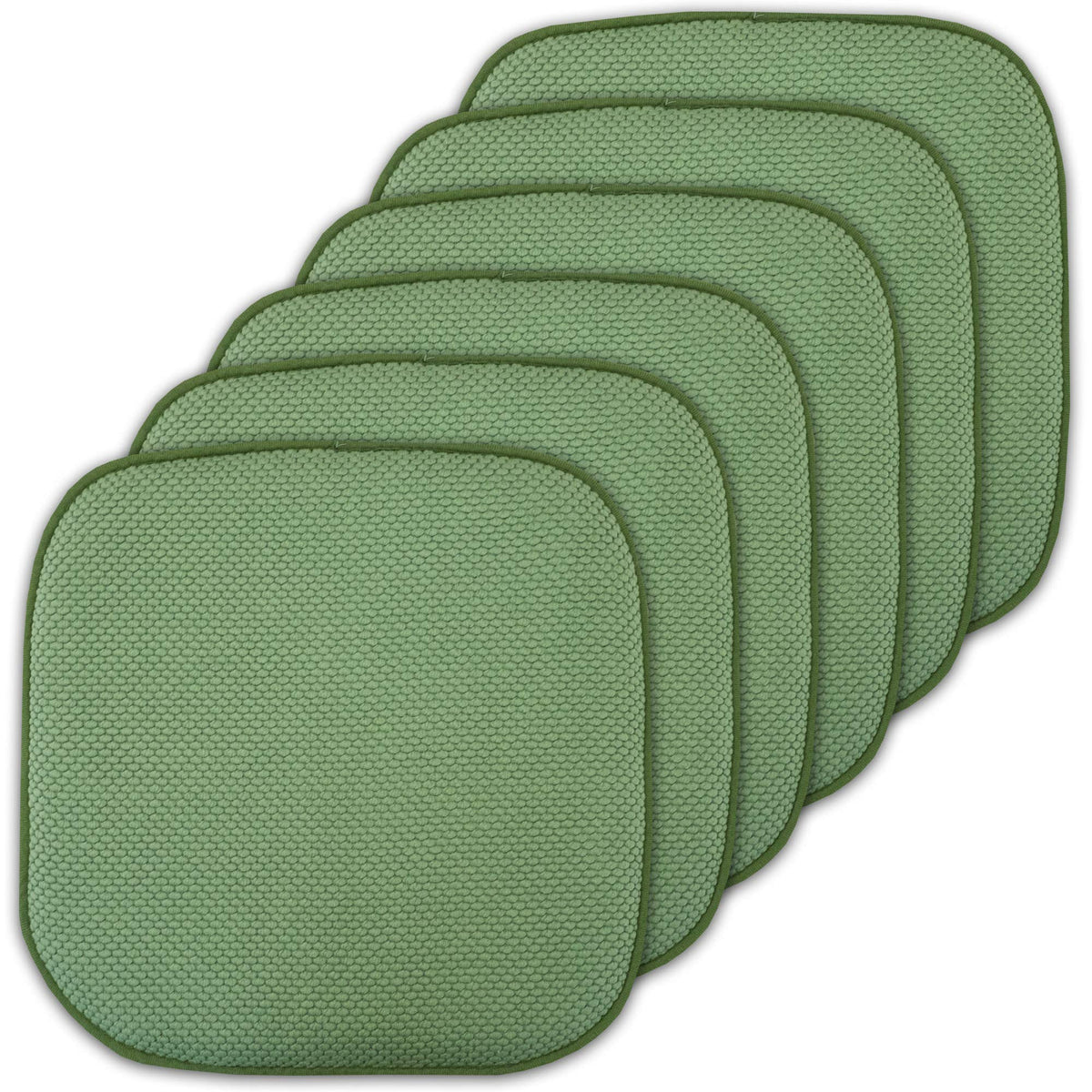 Sweet Home Collection Chair Cushion Memory Foam Pads Honeycomb Pattern Slip Non Skid Rubber Back Rounded Square 16" x 16" Seat Cover, 4 Pack, Alexis Chocolate