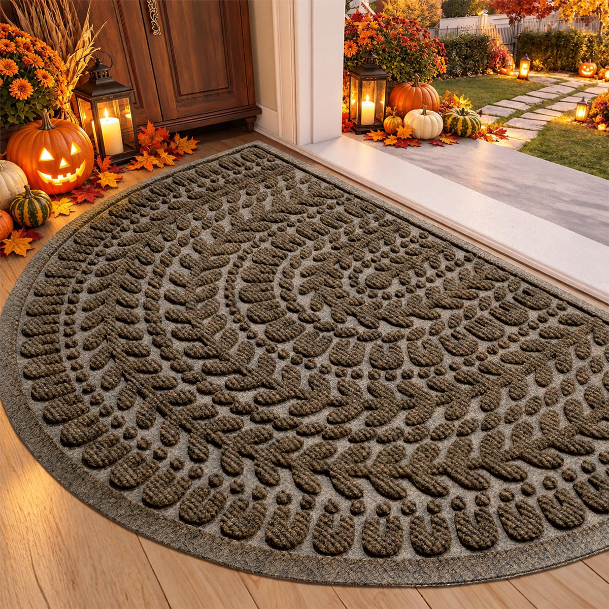 RORA Half Circle Door Mat Front Door Mat Outside Entrance Welcome Mat 17x30