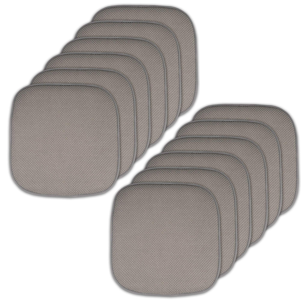 Sweet Home Collection Chair Cushion Memory Foam Pads Honeycomb Pattern Slip Non Skid Rubber Back Rounded Square 16" x 16" Seat Cover, 4 Pack, Alexis Chocolate