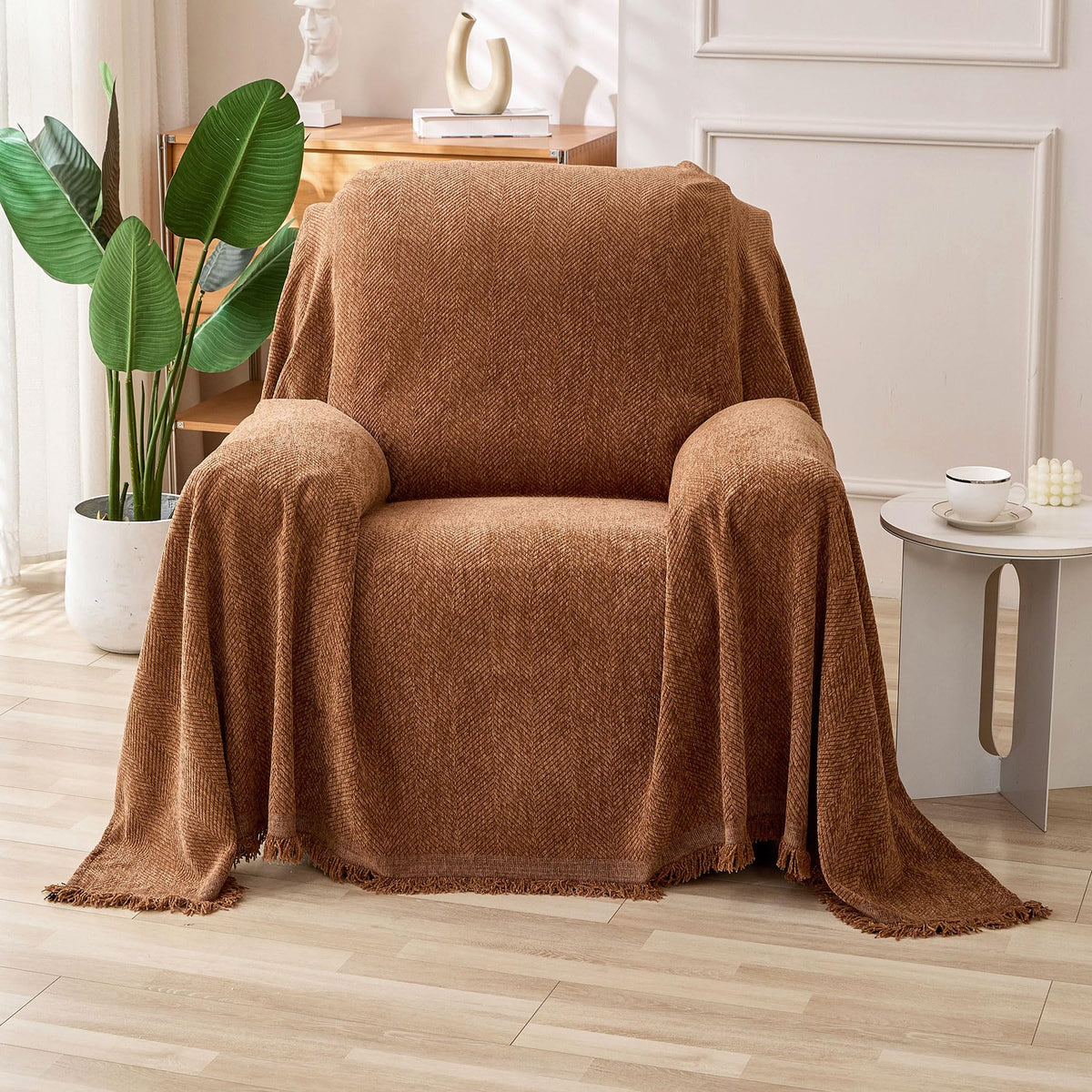 HAOMAIJIA Non Slip couch cover sofa covers for 3 cushion couch Washable sectional couch covers for Dogs pet Furniture Protector Couch Cover Blanket for Living Room (Off white, 91"x150")
