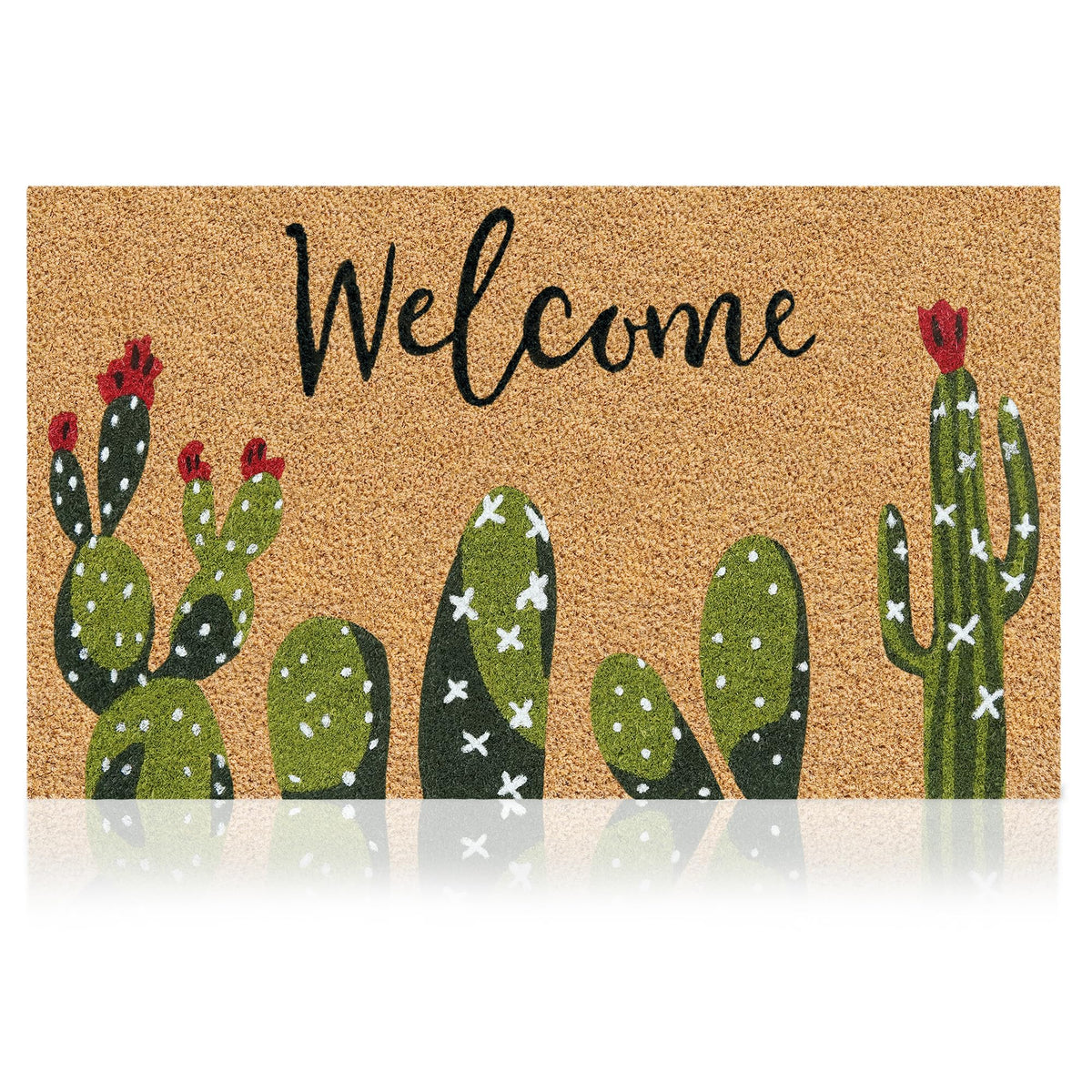 Coir Welcome Mat, Non-Slip, Floral, 17 x 29 in