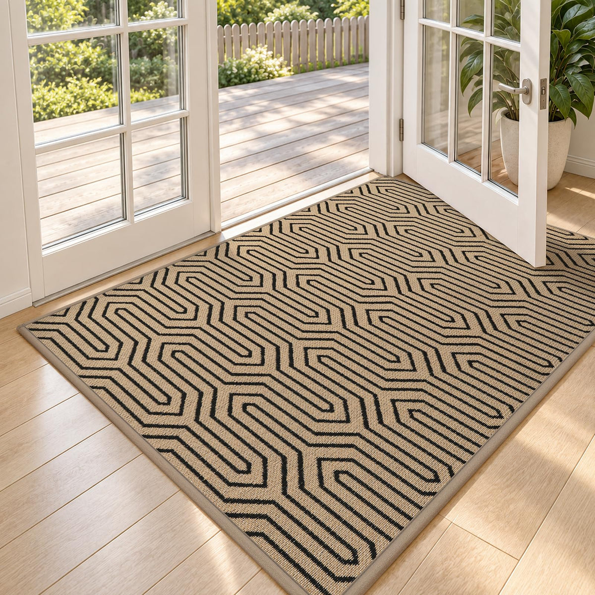 Front Door Mat Indoor Outside Entrance Non-Slip Mats Brown 17"x30"