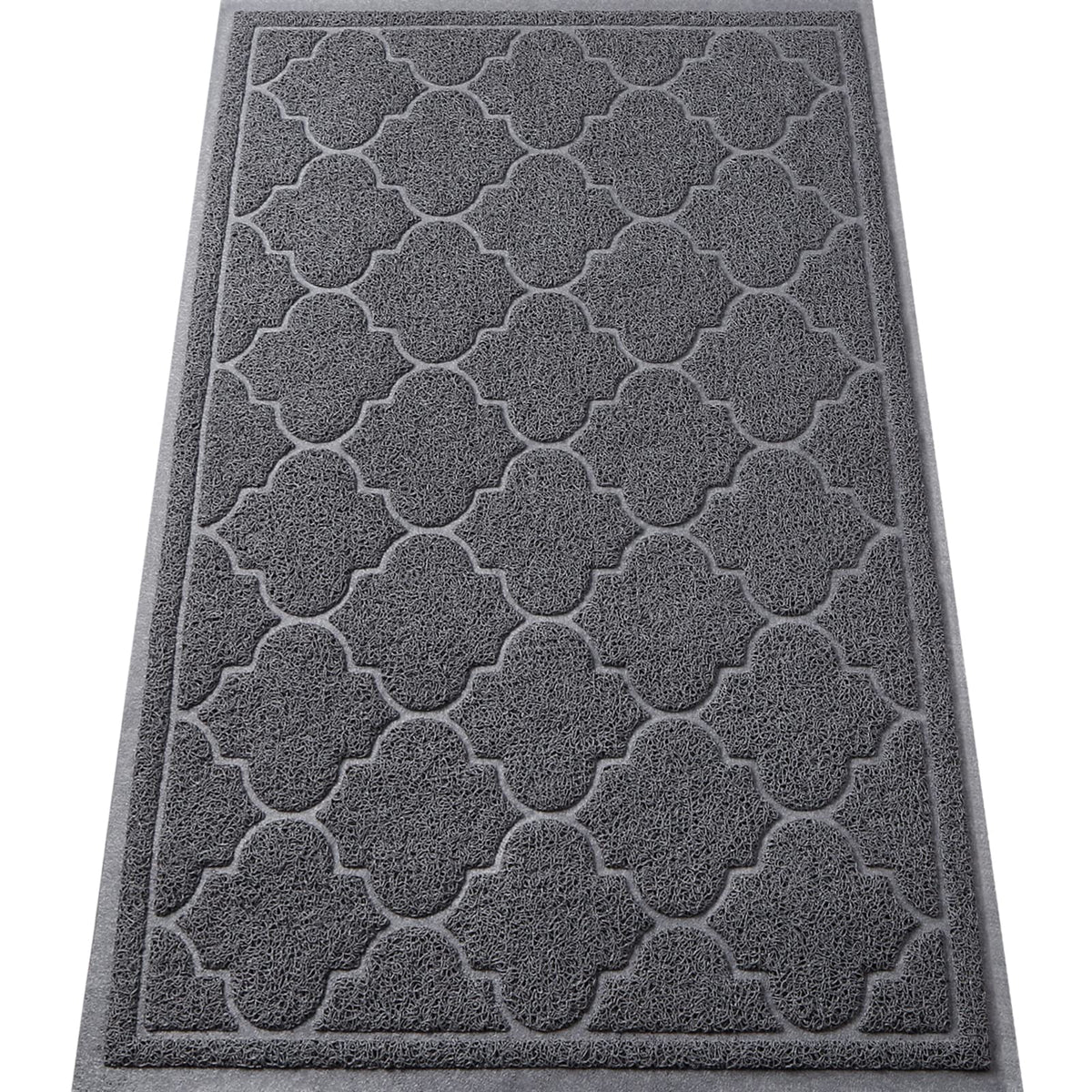LuxStep Door Mat Large 24x36 Inch Indoor Outdoor Doormat, Non-Slip Low-Profile Design Floor Mat, Durable Trap Dirt and Dust Front Door Welcome Mat for Entryway,Patio,Garage, Grey