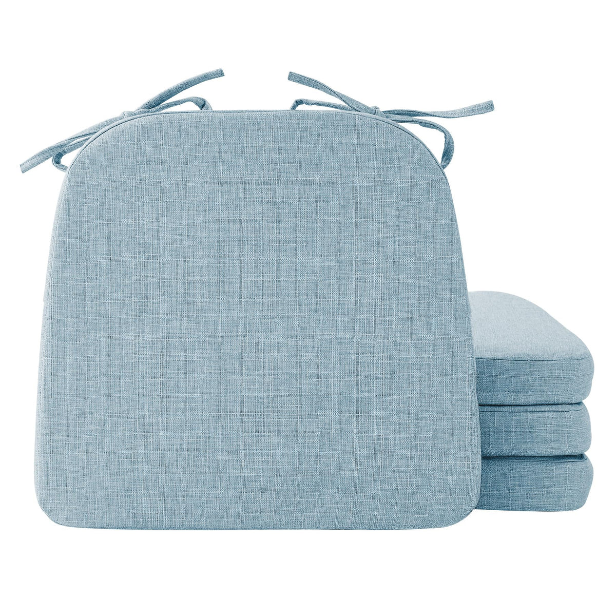 Ruqmuis Chair Cushions for Dining Chairs, 2" Thick Seat Cushions for Kitchen Chairs, D-Shaped Chair Pads with Washable Cover, Ties and Non Slip Backing, 17'' x 16'', Set of 4, Beige