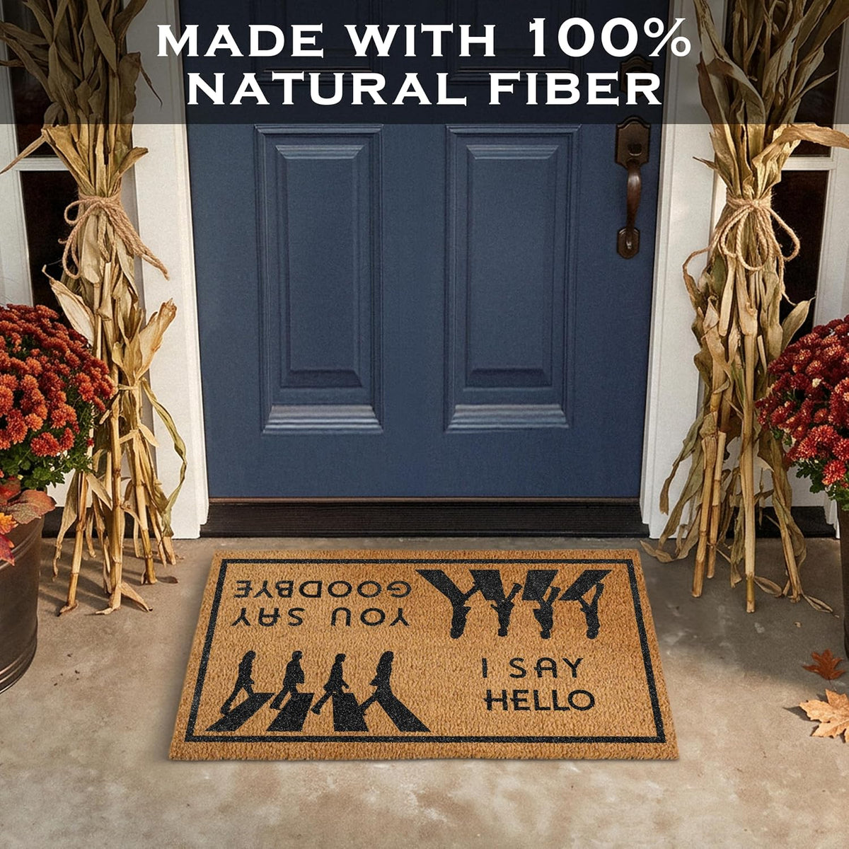 I Say Hello You Say Goodbye Door Mat 30x17 Inch, Funny Welcome Mat Coir