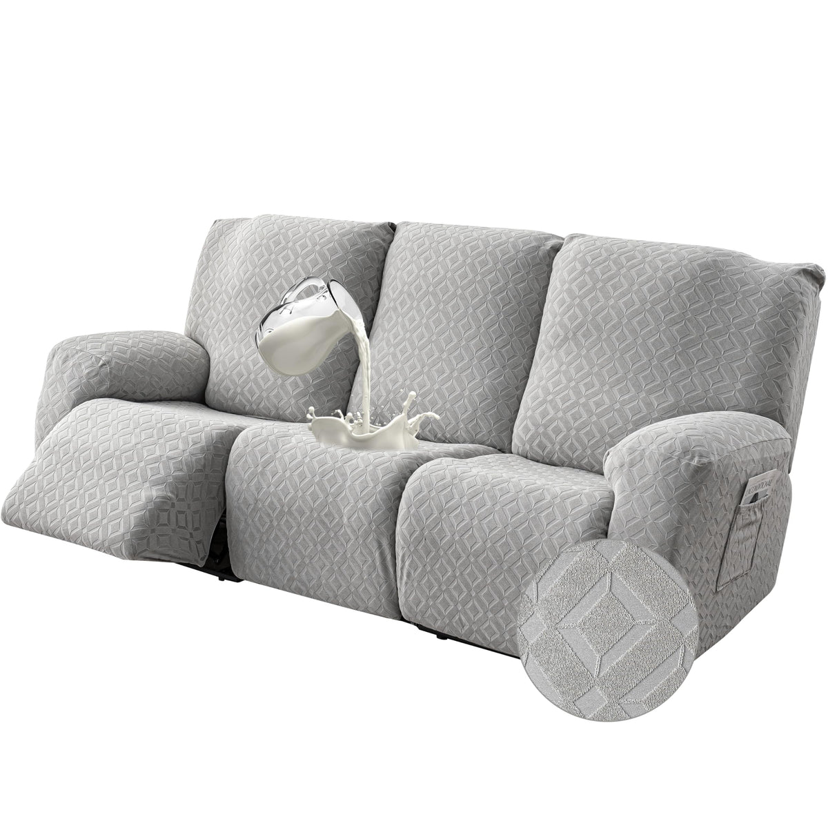 Gennia Waterproof Recliner Sofa Cover,3 Seat Couch Cover,Dark Gray