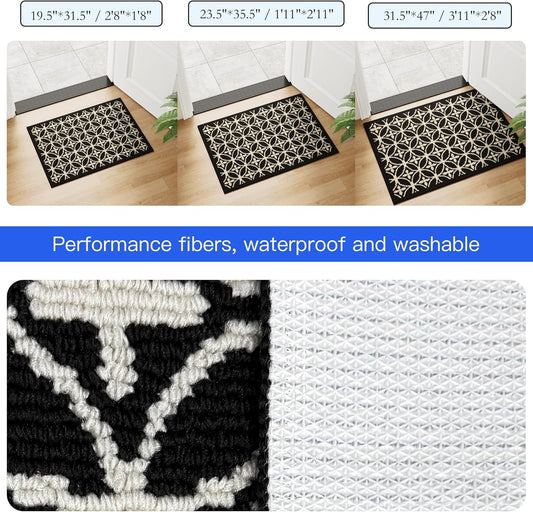24"x36" Indoor Mats for Entryway, Black White