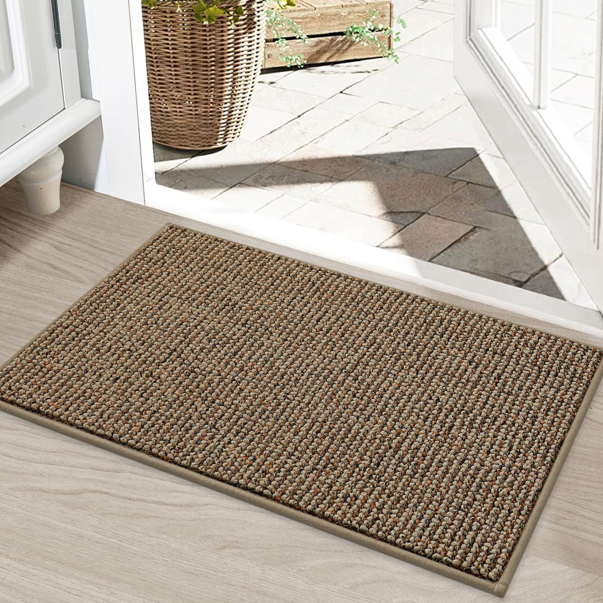 BEQHAUSE Dirt Trapper Door Mat 32" x 48", Non-Slip Washable Doormats, Beige