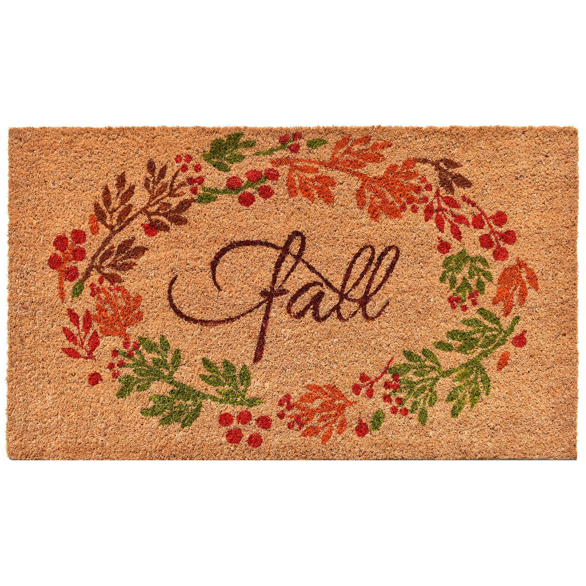 Calloway Mills 121981729 Nature's Bounty Outdoor Coir Doormat, Non Slip Vinyl Backing,Fall Front Door Mat,17" x 29", Multicolor