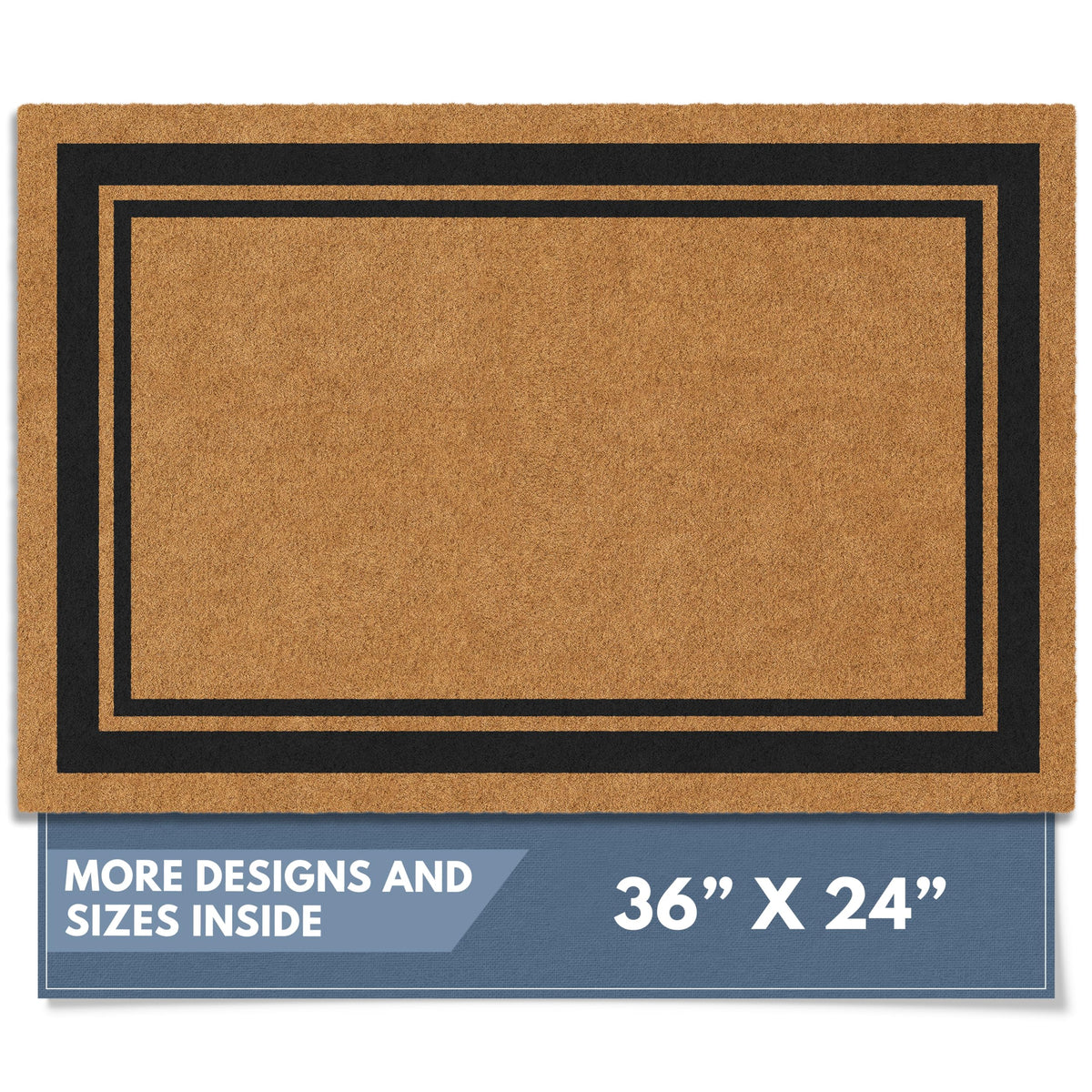 Barnyard Designs Natural Coco Coir Non-Slip Doormat (17x30, Border)