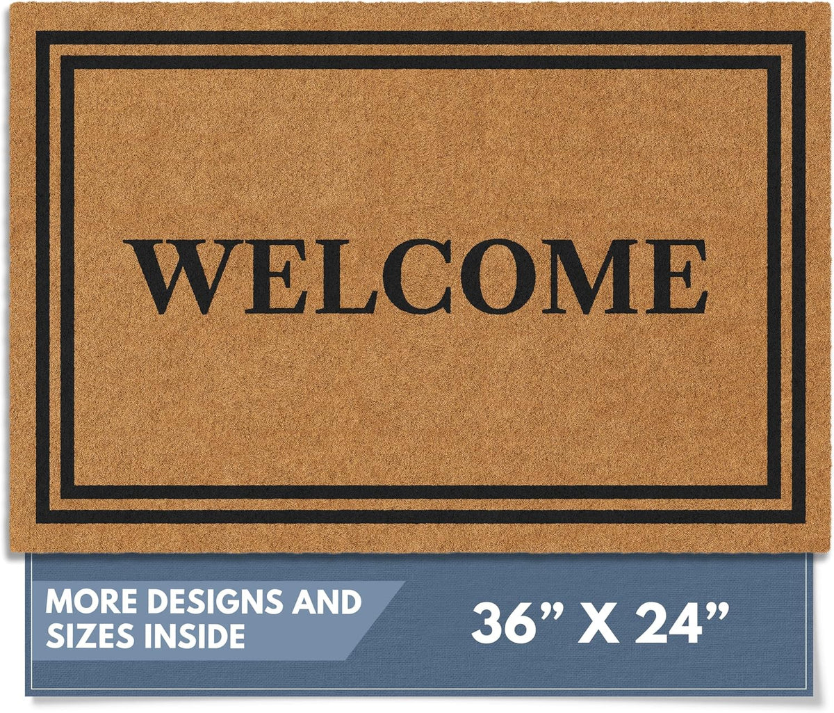 Barnyard Designs Natural Coco Coir Non-Slip Doormat (24x36, Welcome)