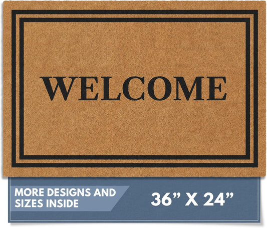 Barnyard Designs Natural Coco Coir Non-Slip Doormat (24x36, Welcome)