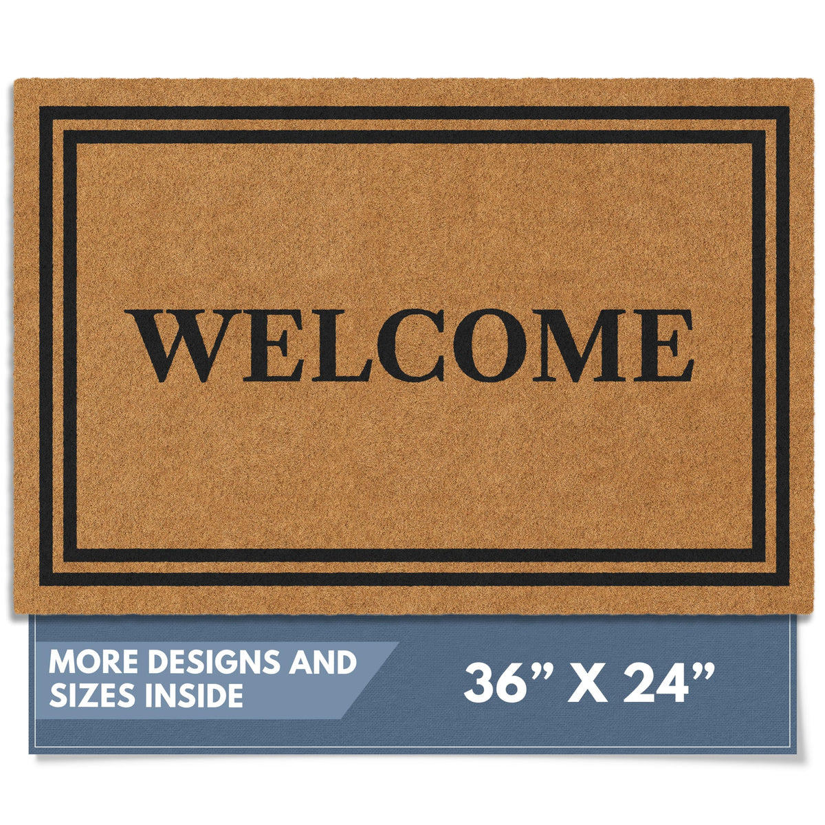 Barnyard Designs Natural Coco Coir Non-Slip Doormat (24x36, Welcome)