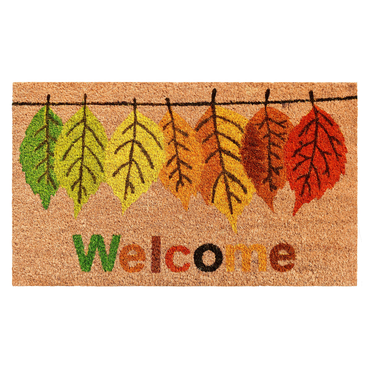 Calloway Mills 121981729 Nature's Bounty Outdoor Coir Doormat, Non Slip Vinyl Backing,Fall Front Door Mat,17" x 29", Multicolor