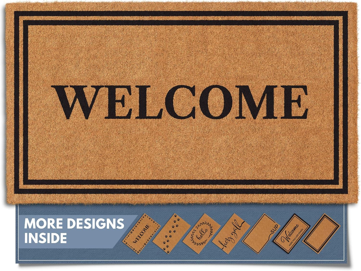 Barnyard Designs Natural Coco Coir Non-Slip Doormat (17x30, Welcome)