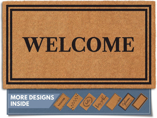 Barnyard Designs Natural Coco Coir Non-Slip Doormat (17x30, Welcome)