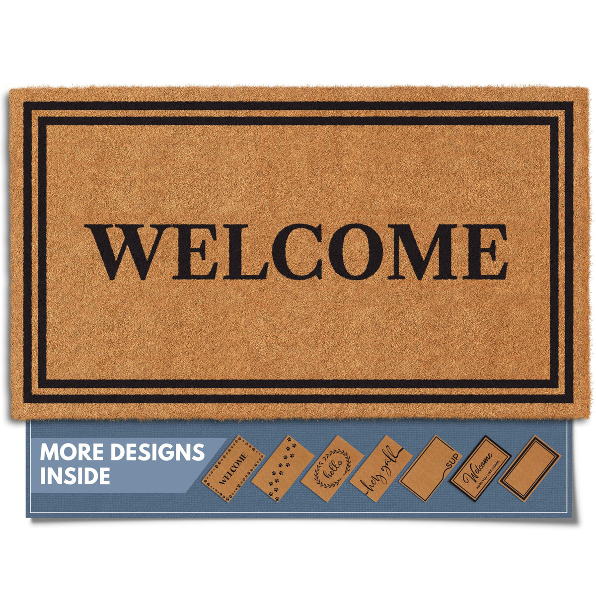 Barnyard Designs Natural Coco Coir Non-Slip Doormat (17x30, Welcome)