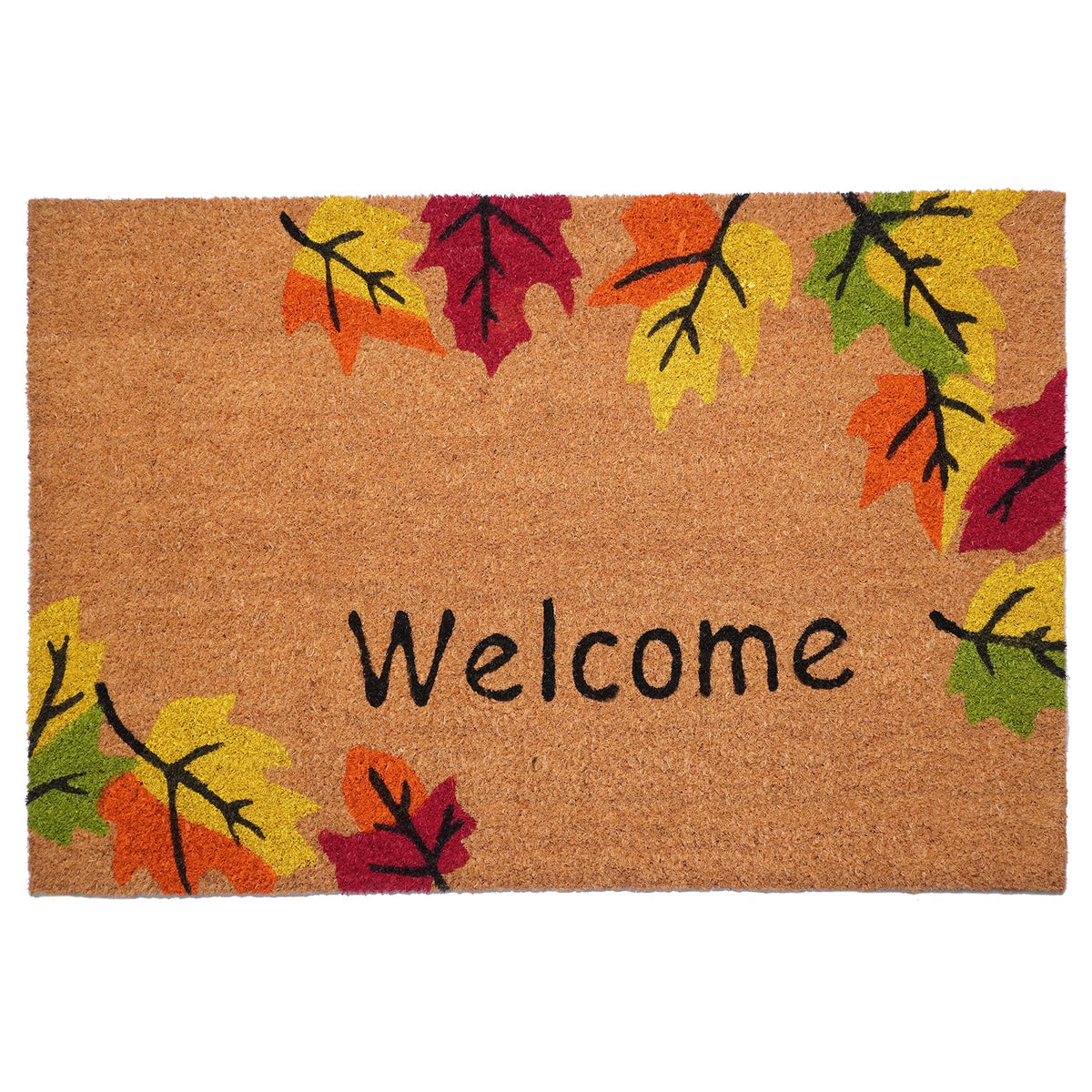 Calloway Mills 121981729 Nature's Bounty Outdoor Coir Doormat, Non Slip Vinyl Backing,Fall Front Door Mat,17" x 29", Multicolor