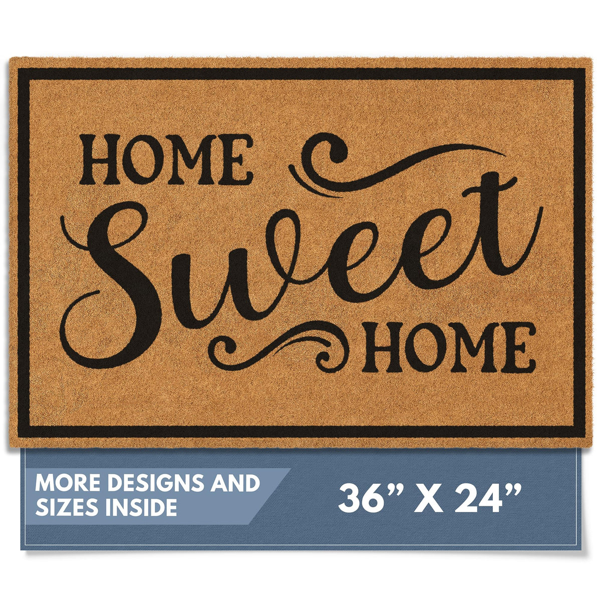 Barnyard Designs Natural Coco Coir Non-Slip Doormat (17x30, Border)