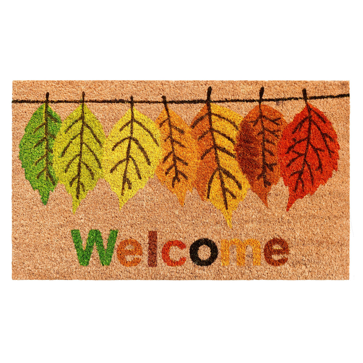Calloway Mills 121981729 Nature's Bounty Outdoor Coir Doormat, Non Slip Vinyl Backing,Fall Front Door Mat,17" x 29", Multicolor