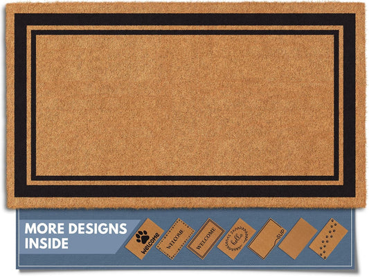 Barnyard Designs Natural Coco Coir Non-Slip Doormat (17x30, Border)
