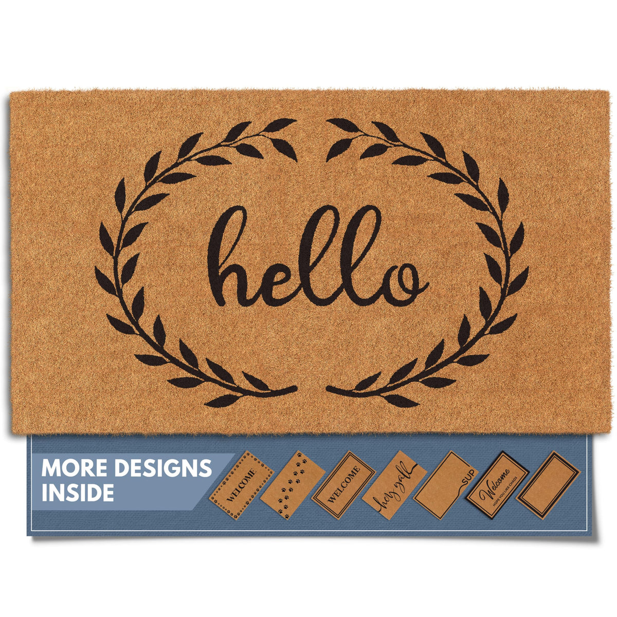 Barnyard Designs Natural Coco Coir Non-Slip Doormat (17x30, Border)